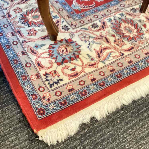 Red, Cream, Light Blue Oriental Rug