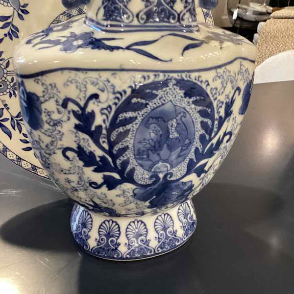 Pair Of Blue And White Chinoiserie Vases