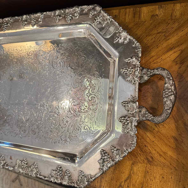 Grape Design Silverplate Tray