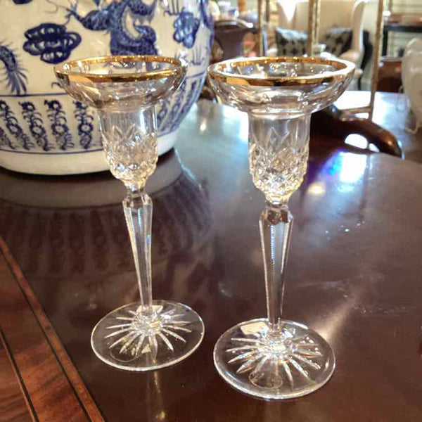 Pair Of Wedgwood Gold Rimmed Candle Holders