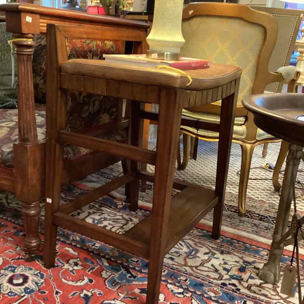 "As Is" Pair Of Henredon Leather Counter Stools