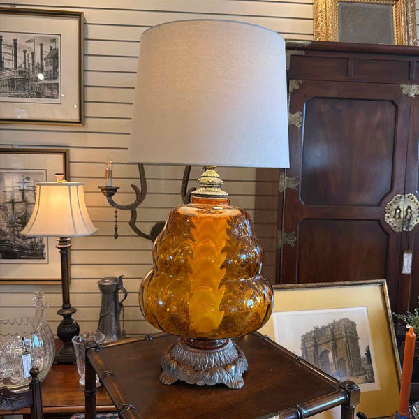 Amber Glass 3-Way Lamp