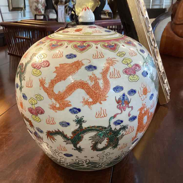 Asian Ginger Jar with Lid - Fanille Rose