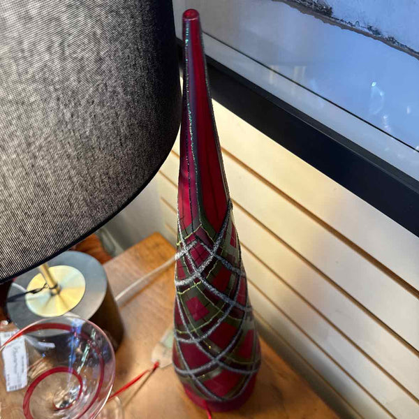 Red Plaid Glass Tree Topper