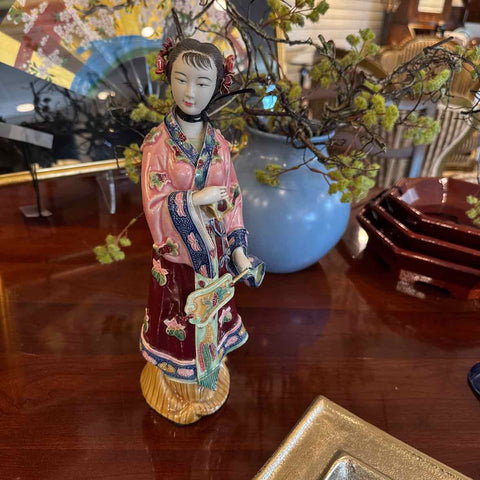 "As Is" Female Asian With Fan Figurine