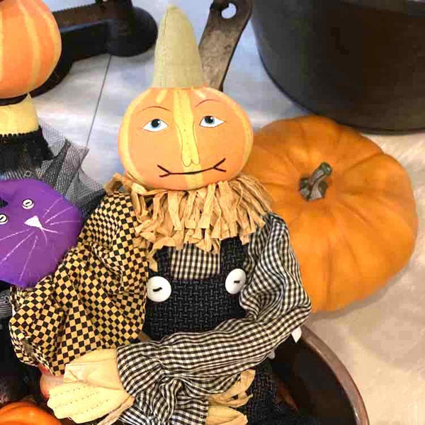 Cloth Pumpkin Boy With Cat