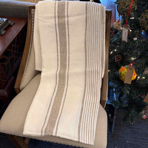 Tuscany Linen Neutral Stripe Tablecloth