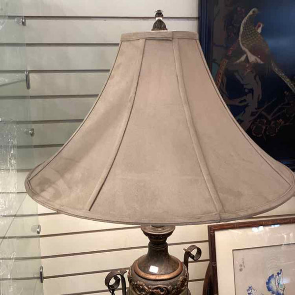 Bronze Floor Lamp with Suede Shade