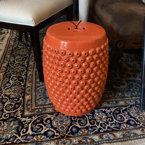 Orange Ceramic Garden Stool