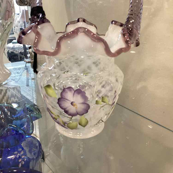 Fenton Opalescent Hand Painted Basket