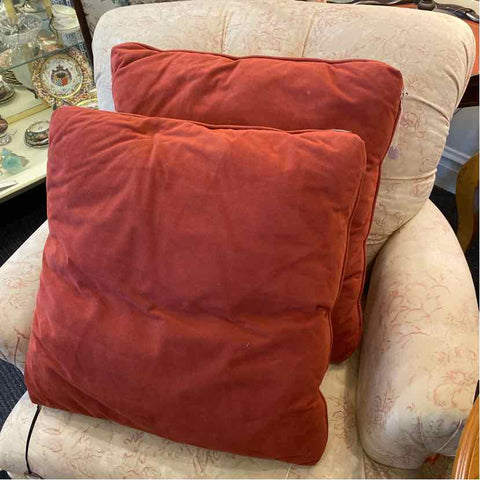 Pair Of Red Suede Pillows