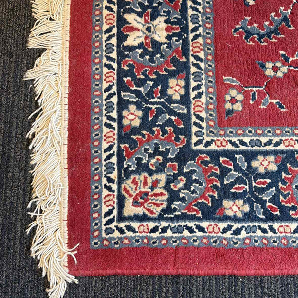 Blue/Red Leaf & Floral Print Rug