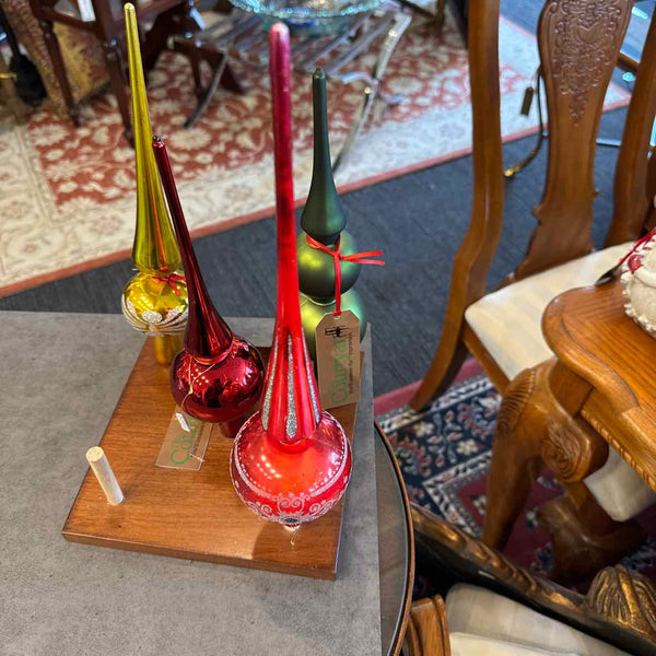 Red Glitter White Plastic Tree Topper