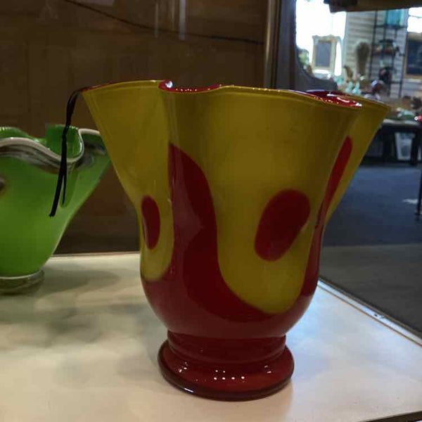 Mid Century Red And Yellow Vase