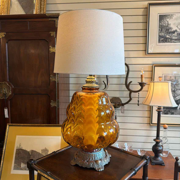 Amber Glass 3-Way Lamp