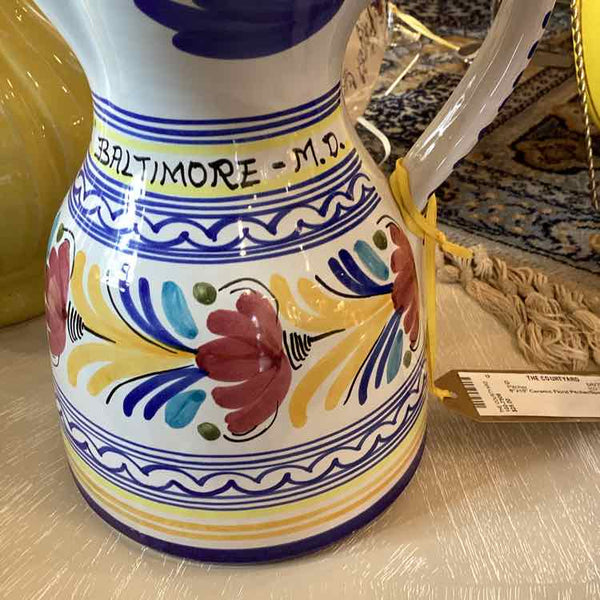 Ceramic Floral Pitcher/Spain