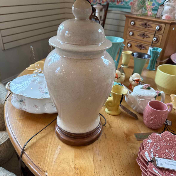 Tan Lamp w/Round Wood Platform