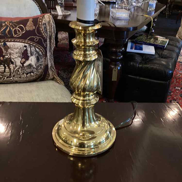 Brass Candlestick Lamp with Black  Shade