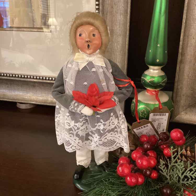 Byer's Choice Girl  Caroler with Poinsettia
