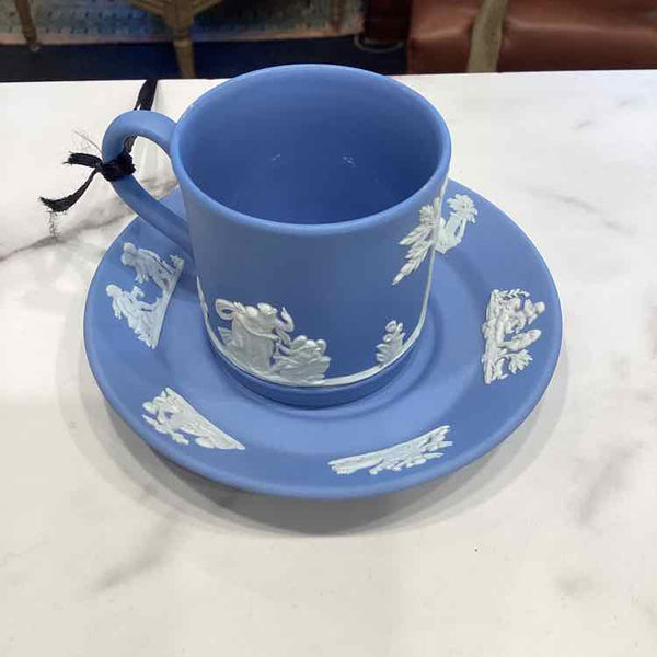 Wedgwood Blue Jasperware Demitasse Cup & Saucer