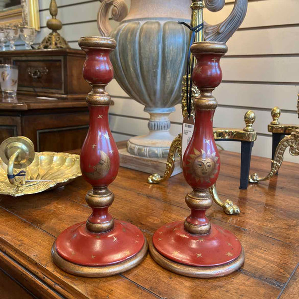 Pair Of Red And Gold Candlesticks