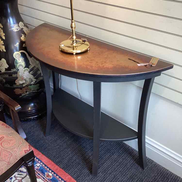 "As Is" Metal Top Demilune Table
