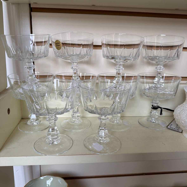 Set of 10 Crystal D' Arques Sherbet Glasses