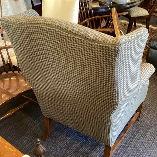 Gray Houndstooth Wing Chair