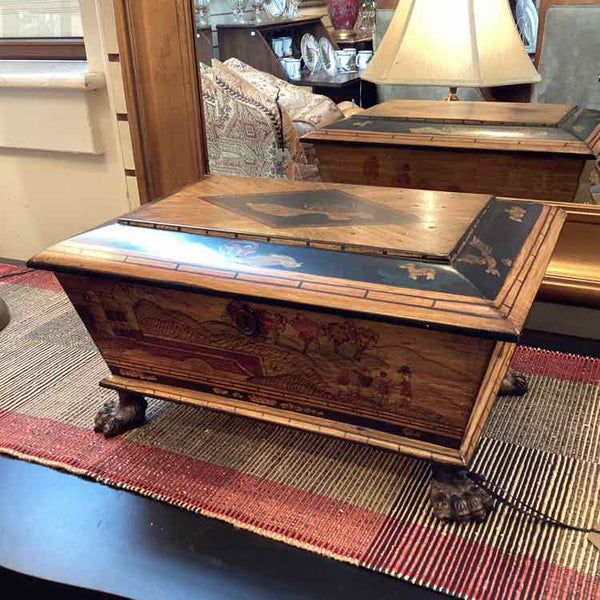 Wood Inlaid Box with Feet
