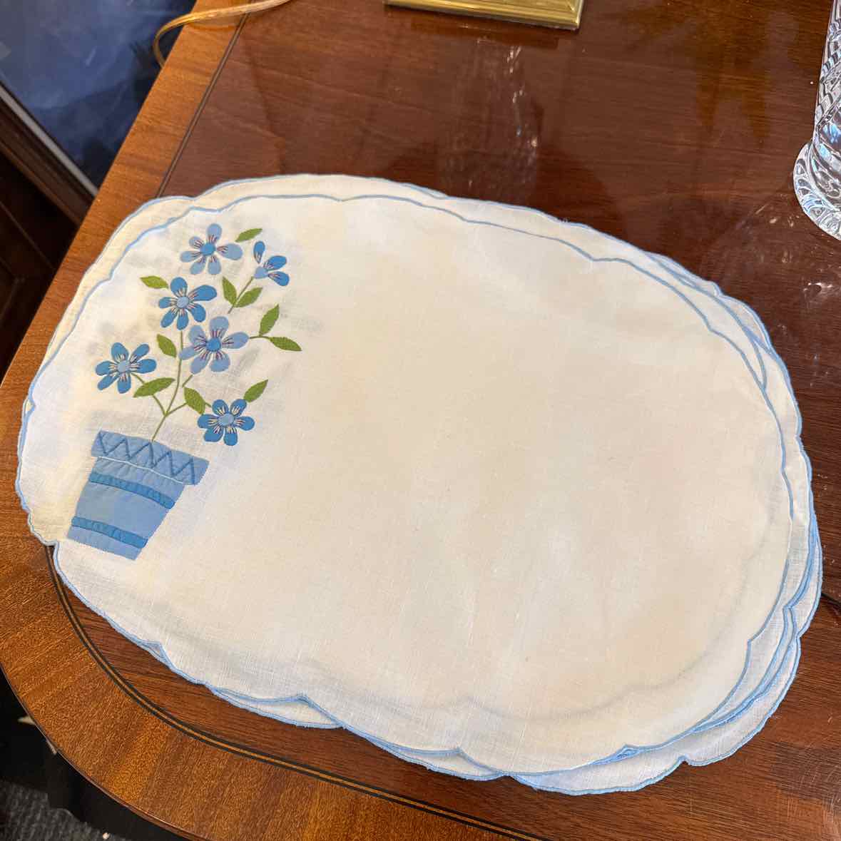 Blue Floral Placemats & Napkins - Set of 8