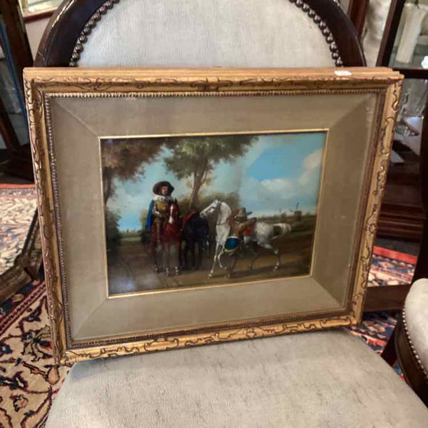 Historical Equestrian Oil Painting