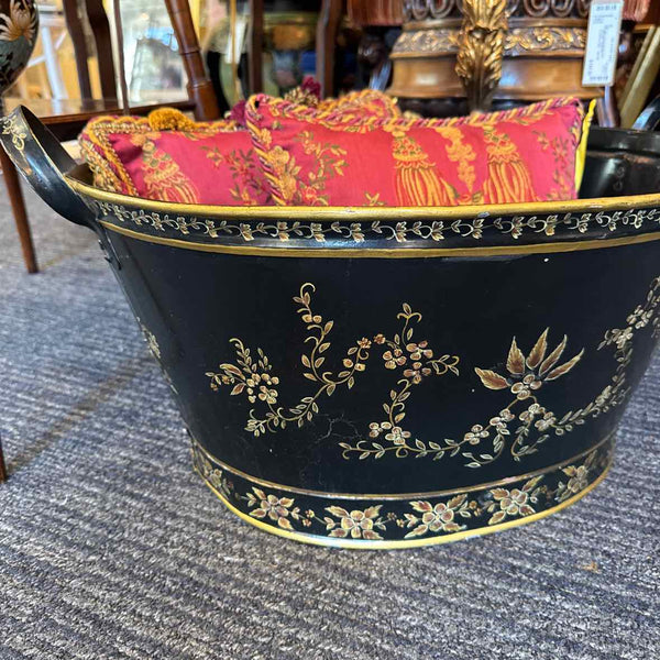 Black Tub With Painted Accents