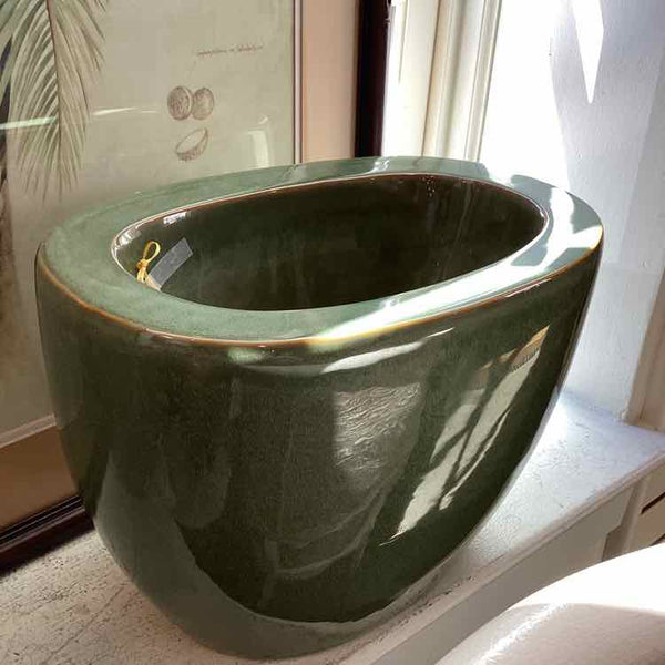 Oval Green Double Wall Vase