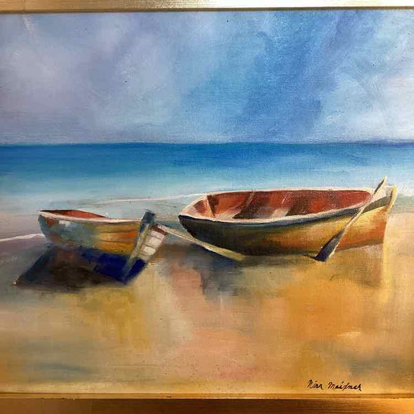Boats On Beach  Painting By Nina Meixner