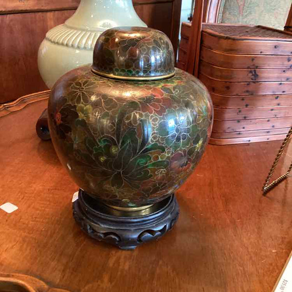 Cloisonne Ginger Jar With Stand