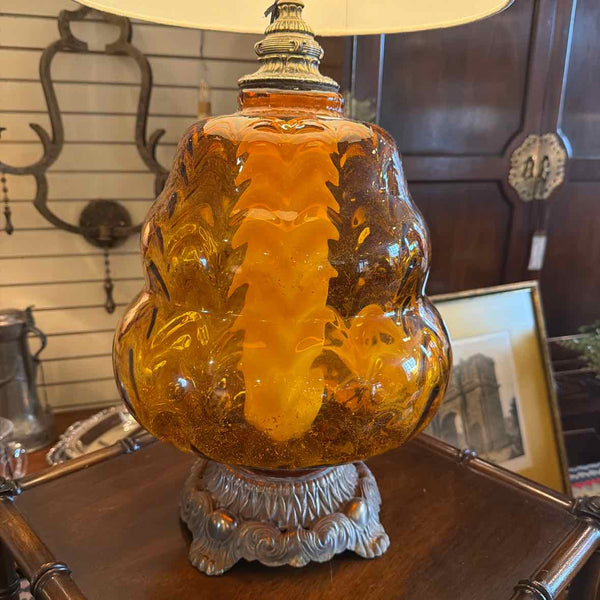 Amber Glass 3-Way Lamp