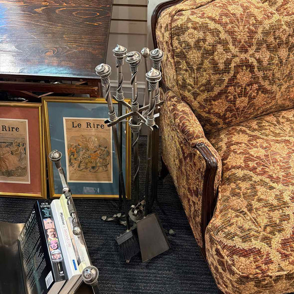 5 Piece Nickel Fireplace Set