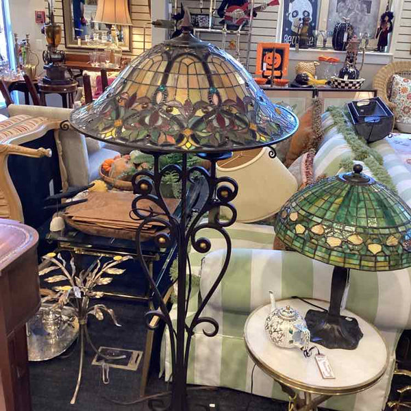 Tiffany Floor Lamp - Wrought Iron Base