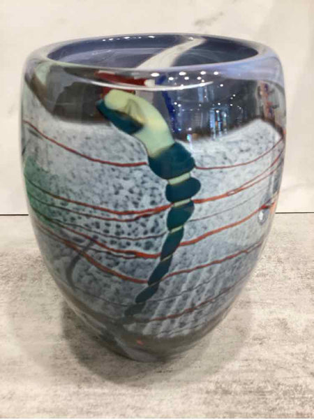 Multi-Color (Blue) Art Glass Vase