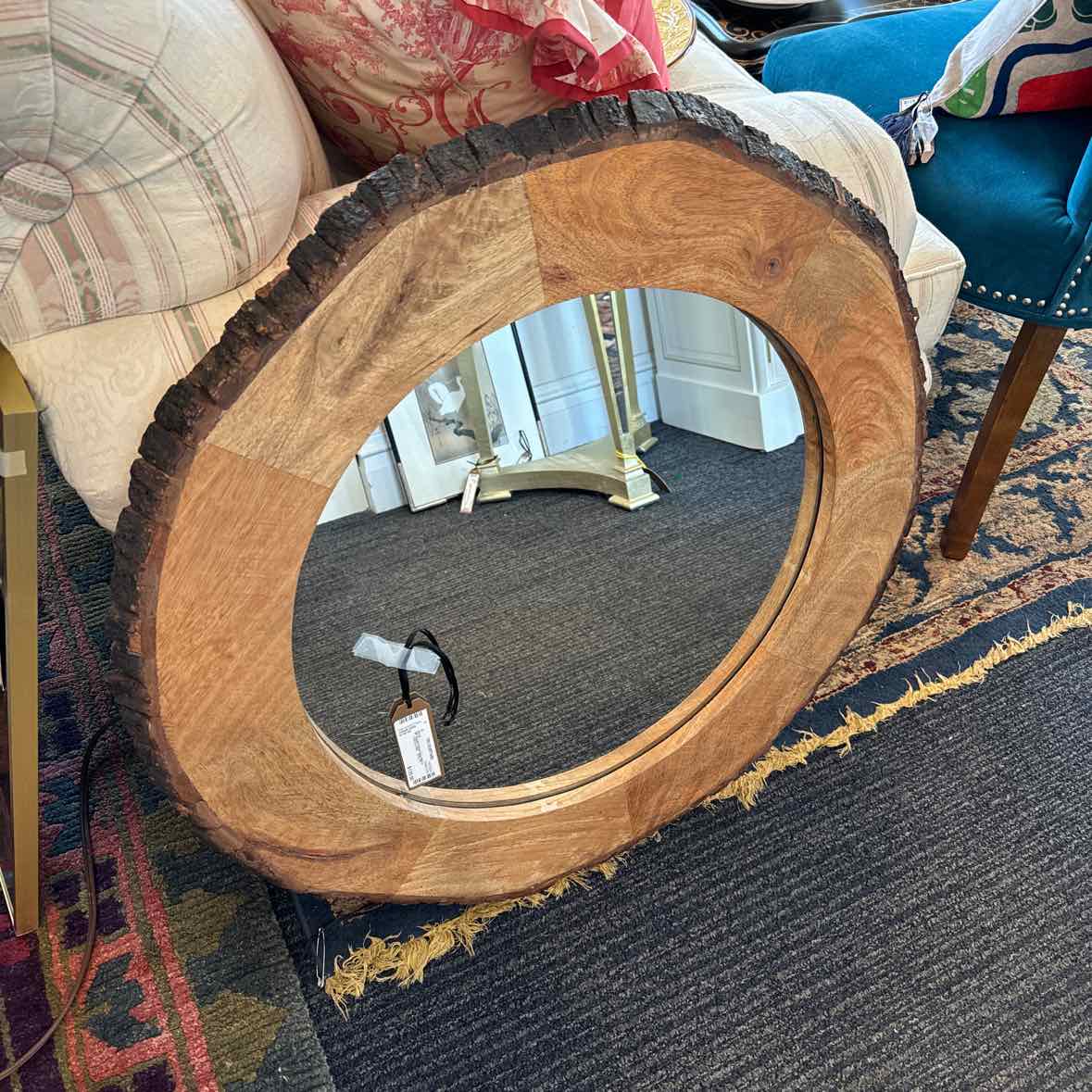 Round Timber Edge Mirror