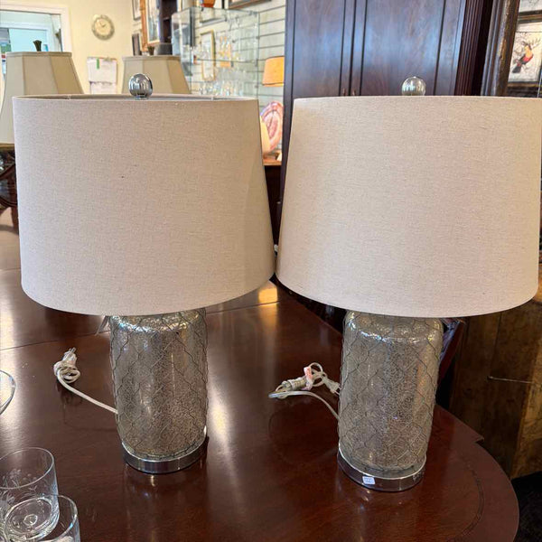 Pr. of Mercury Glass/Wire Lamps