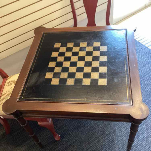 Vintage Flip Top Game Table w/Leather Top