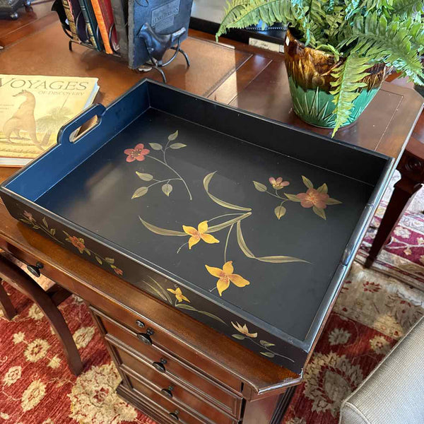 Black Floral Tray