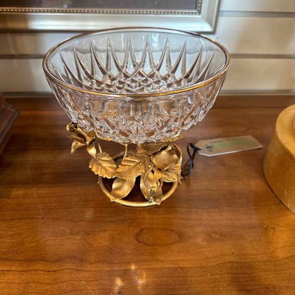 Vintage Italian Tole And Crystal Bowl