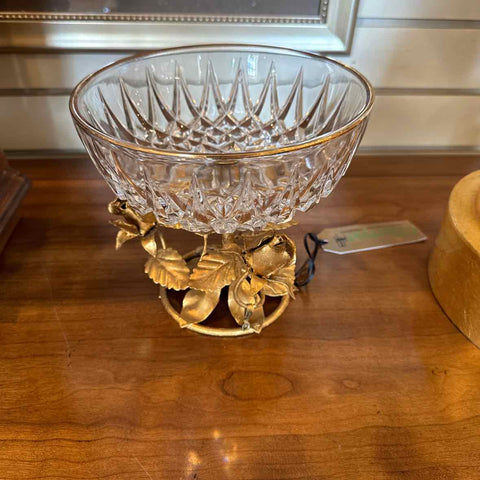 Vintage Italian Tole And Crystal Bowl