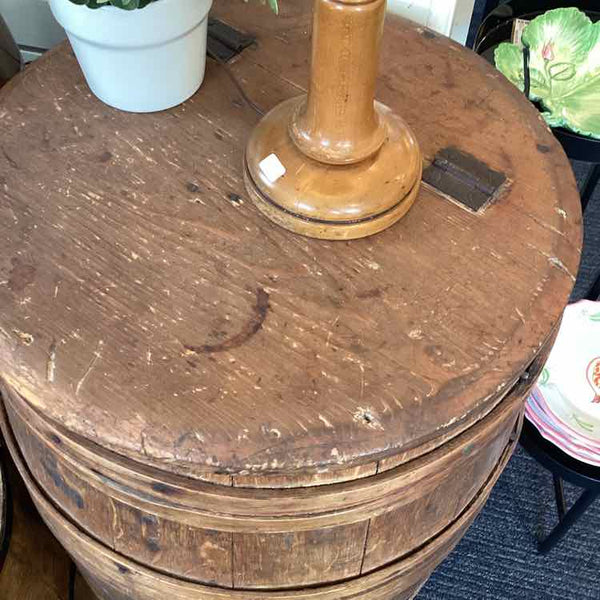 Antique Wine Barrel with Hinged Top