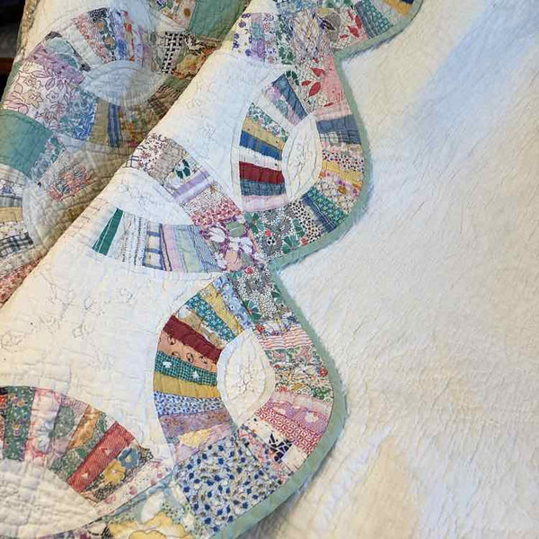 Vintage Double Wedding Ring Handmade Quilt