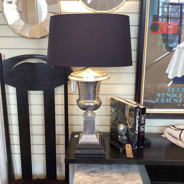 Silver Urn Lamp with Oval Shade