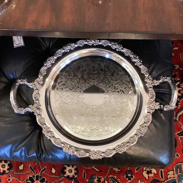 Round Silverplate Tray With Handles