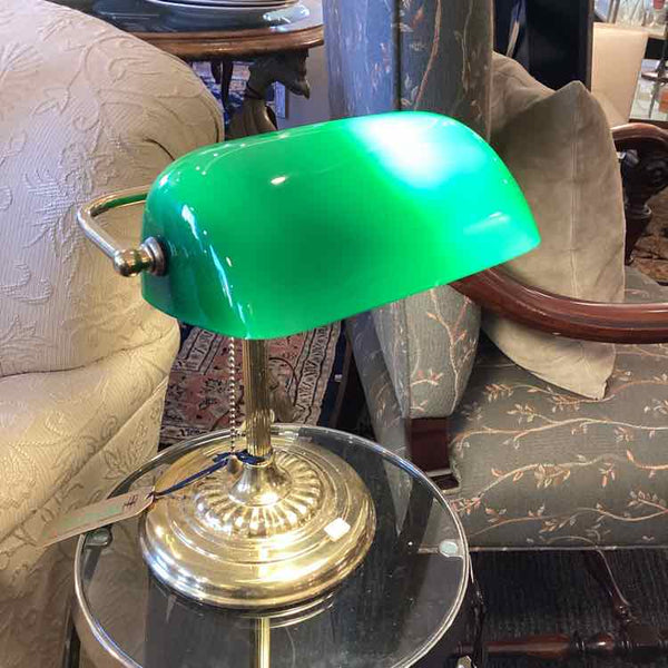 Banker's Desk Lamp With Brass Base